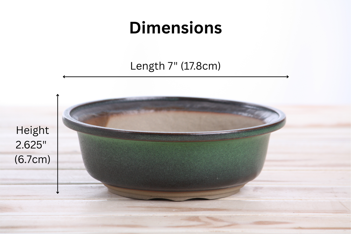 Willow Bonsai Ceramics Round Bonsai Pot 7 Inch – Round Ceramic Bonsai & Succulent Planter with Accentuated Rim and Sculpted Foot Ring, High‑Fired Frost‑Proof Stoneware, Handmade in USA (Avocado)