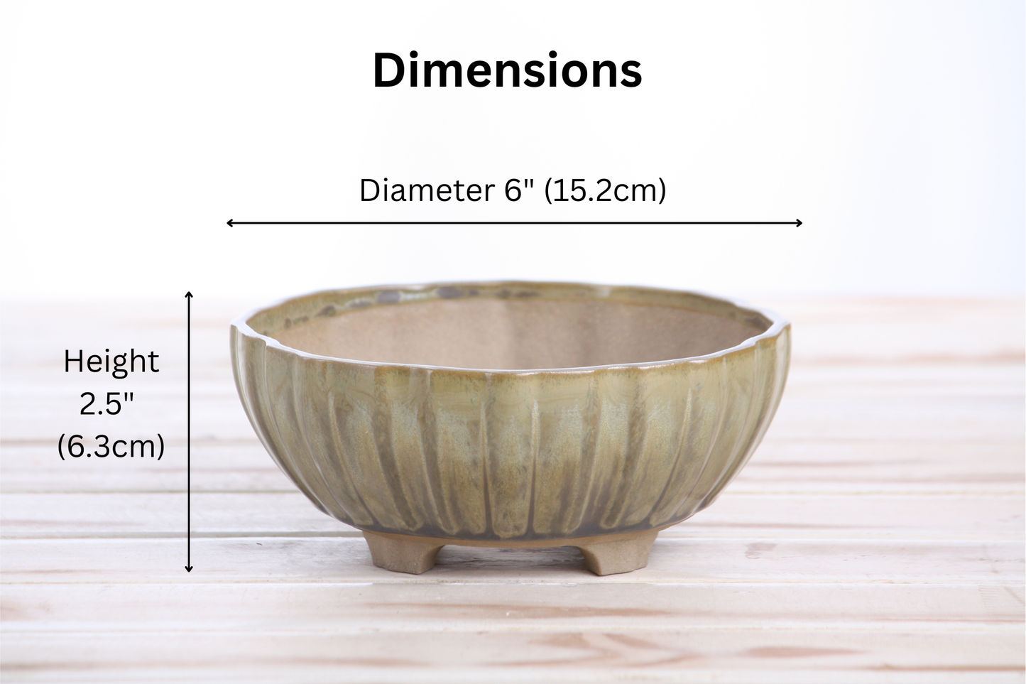 Willow Bonsai Ceramics Lily Bonsai Pot 6 Inch – Sculpted Rounded Ceramic Bonsai & Succulent Planter with Wavy Profile, High‑Fired Frost‑Proof Stoneware, Handmade in USA (Copenhagen)
