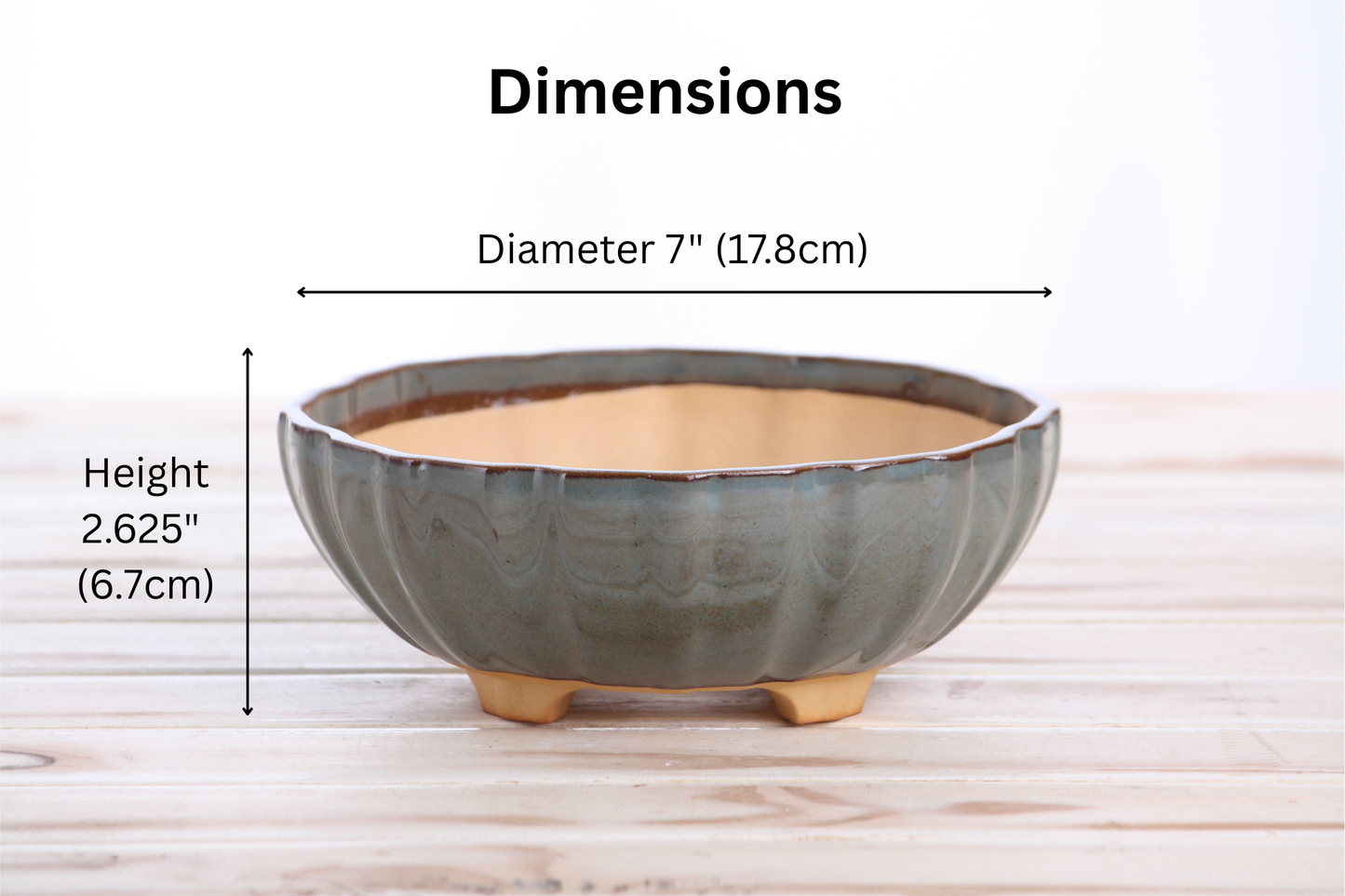 Willow Bonsai Ceramics Lily Bonsai Pot 7 Inch – Sculpted Rounded Ceramic Bonsai & Succulent Planter with Wavy Profile, High‑Fired Frost‑Proof Stoneware, Handmade in USA (Starry Night)
