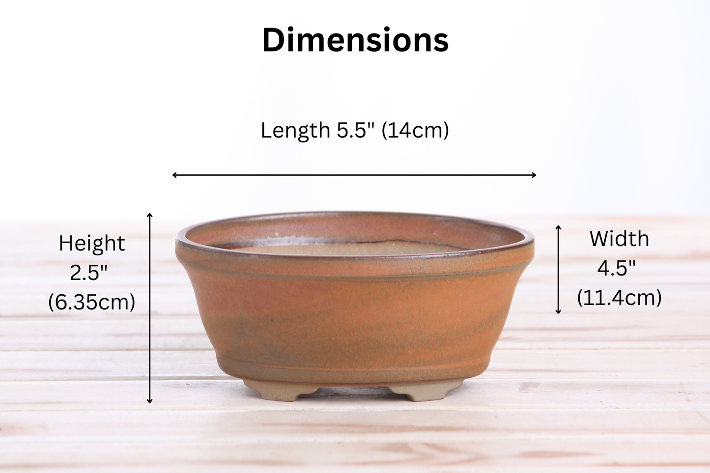 Willow Bonsai Ceramics Oval B Bonsai Pot 5.5 Inch – Tapered Oval Ceramic Bonsai & Succulent Planter with Accentuated Rim, High‑Fired Frost‑Proof Stoneware, Handmade in USA (Deep Stone)