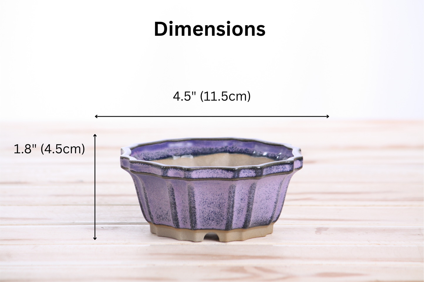 Willow Bonsai Ceramics Flower Design Bonsai Pot 4.5 Inch – Elegant Ceramic Bonsai & Succulent Planter, High‑Fired Frost‑Proof Stoneware with Drainage & Wiring Holes, Handmade in USA (Purple)