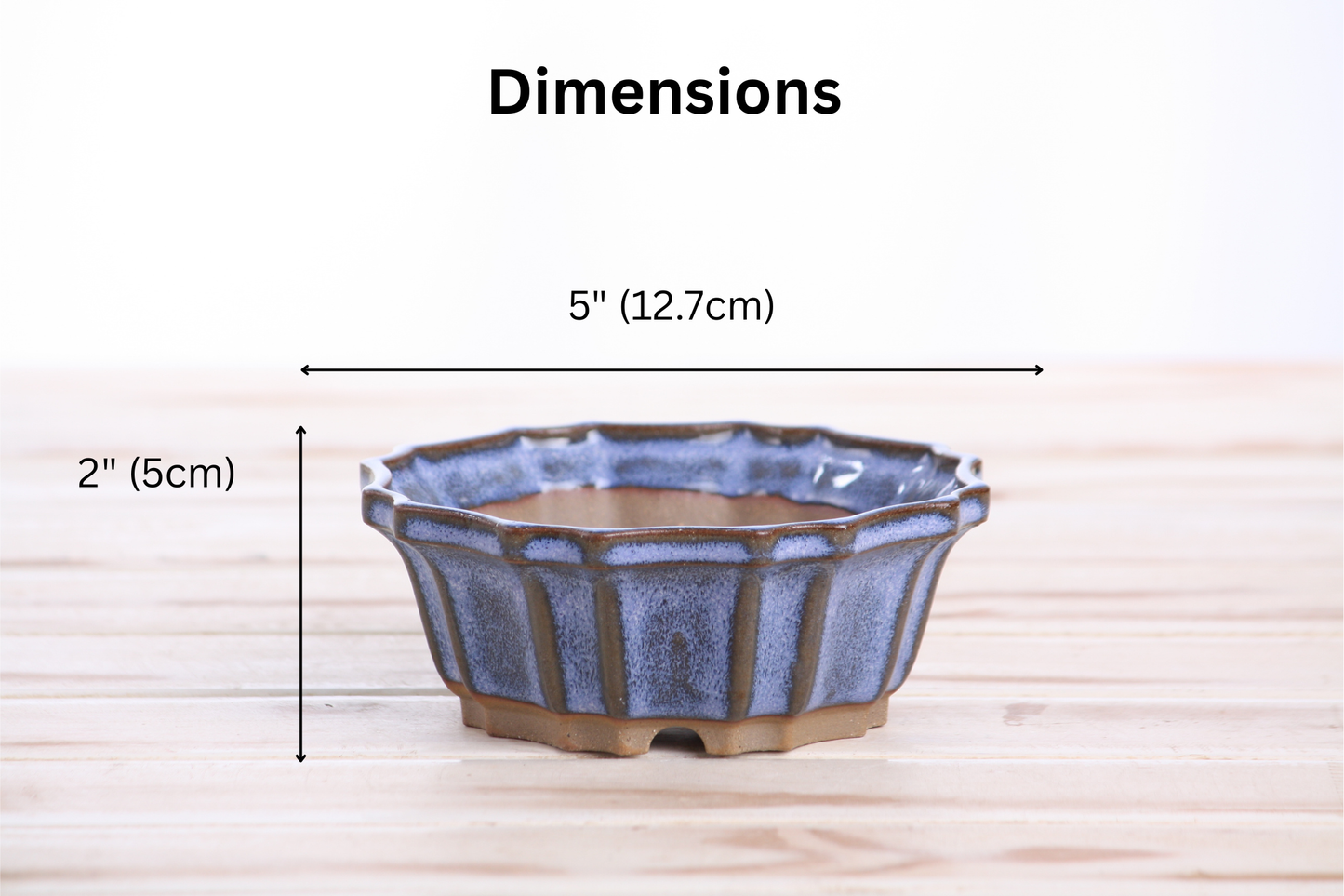 Willow Bonsai Ceramics Flower Design Bonsai Pot 5 Inch – Elegant Ceramic Bonsai & Succulent Planter, High‑Fired Frost‑Proof Stoneware with Drainage & Wiring Holes, Handmade in USA (Denim)