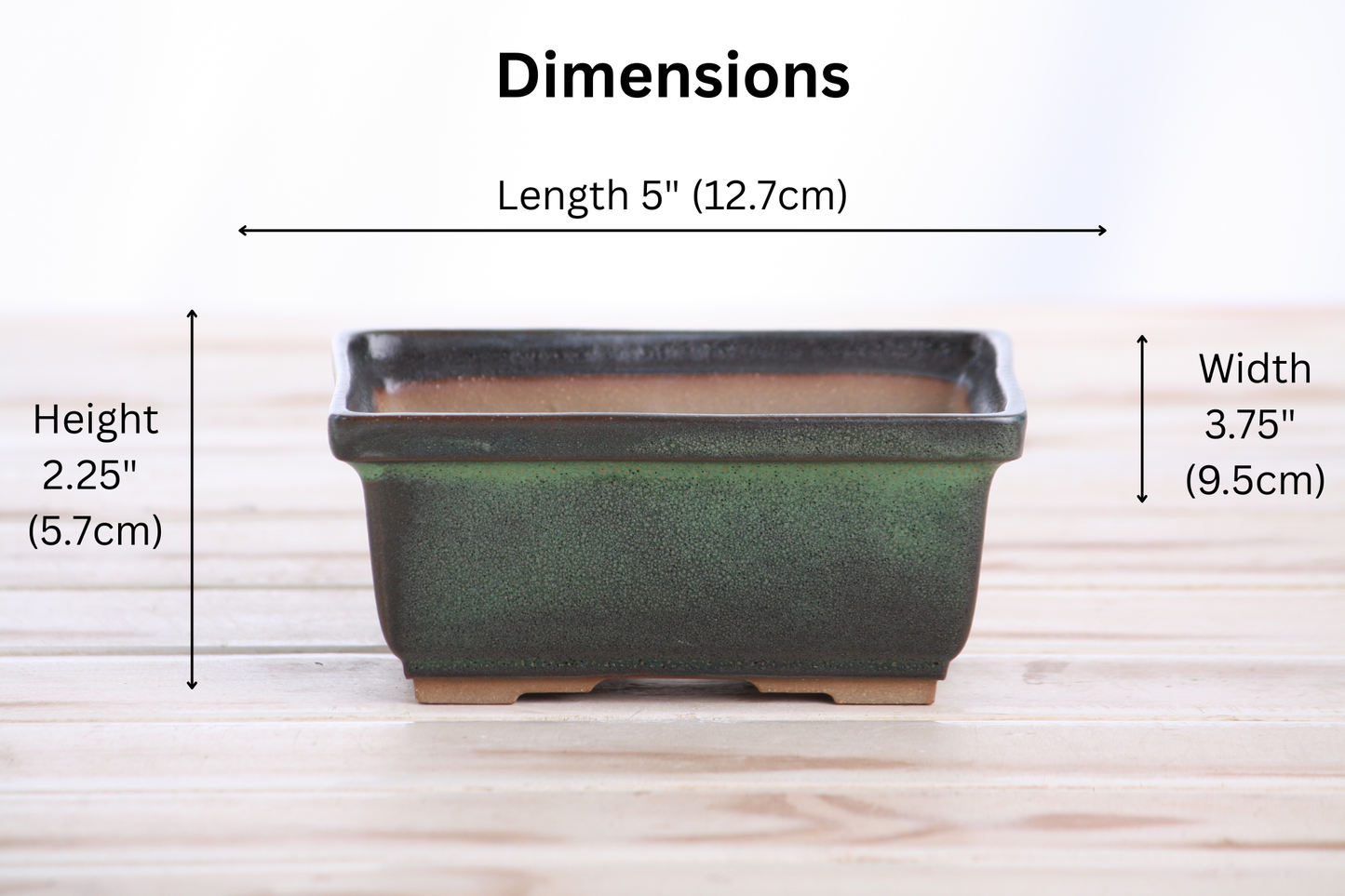 Willow Bonsai Ceramics Rectangle Deep Bonsai Pot 5 Inch – Higher‑Profile Rectangular Ceramic Bonsai & Succulent Planter with Accentuated Rim, High‑Fired Frost‑Proof Stoneware, Handmade in USA (Avocado)