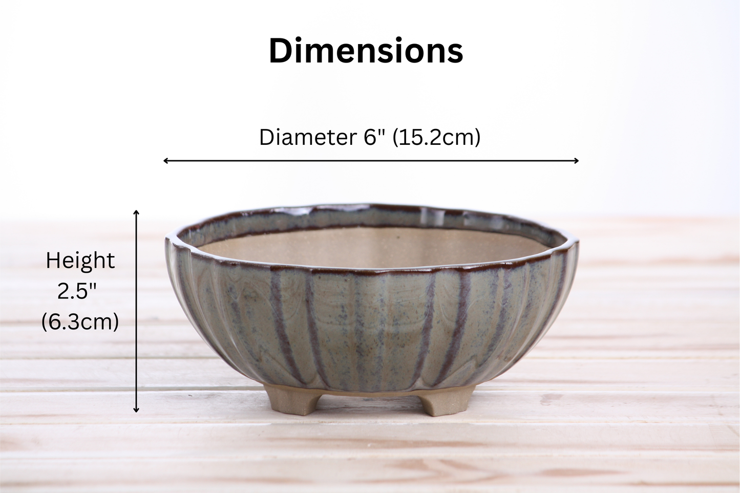 Willow Bonsai Ceramics Lily Bonsai Pot 6 Inch – Sculpted Rounded Ceramic Bonsai & Succulent Planter with Wavy Profile, High‑Fired Frost‑Proof Stoneware, Handmade in USA (Starry Night)