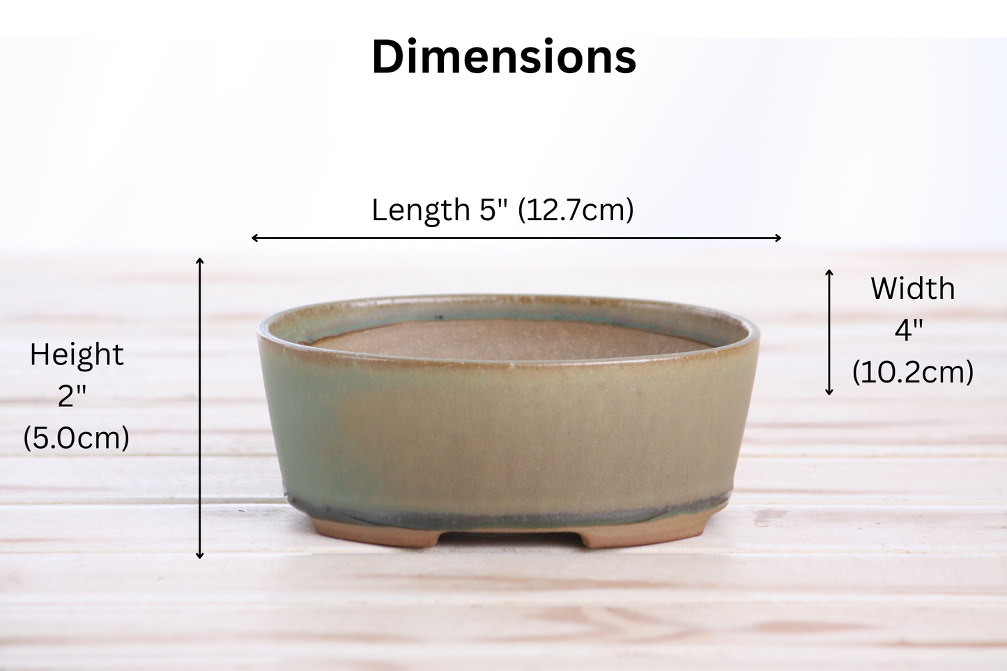 Willow Bonsai Ceramics Oval A Bonsai Pot 5 Inch – Straight‑Sided Oval Ceramic Bonsai & Succulent Planter, High‑Fired Frost‑Proof Stoneware with Drainage & Wiring Holes, Handmade in USA (Speckled Moss)