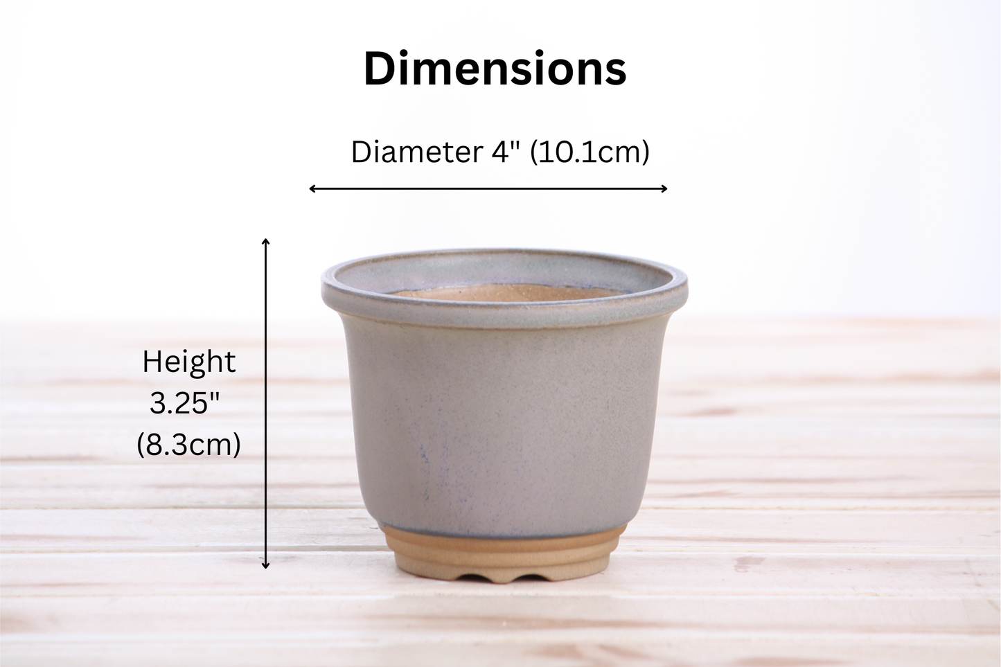 Willow Bonsai Ceramics Flute Bonsai Pot 4 Inch – Round Semi‑Cascade Ceramic Bonsai & Succulent Planter with Fluted Profile and Banded Base, High‑Fired Frost‑Proof Stoneware, Handmade in USA (Ocean)