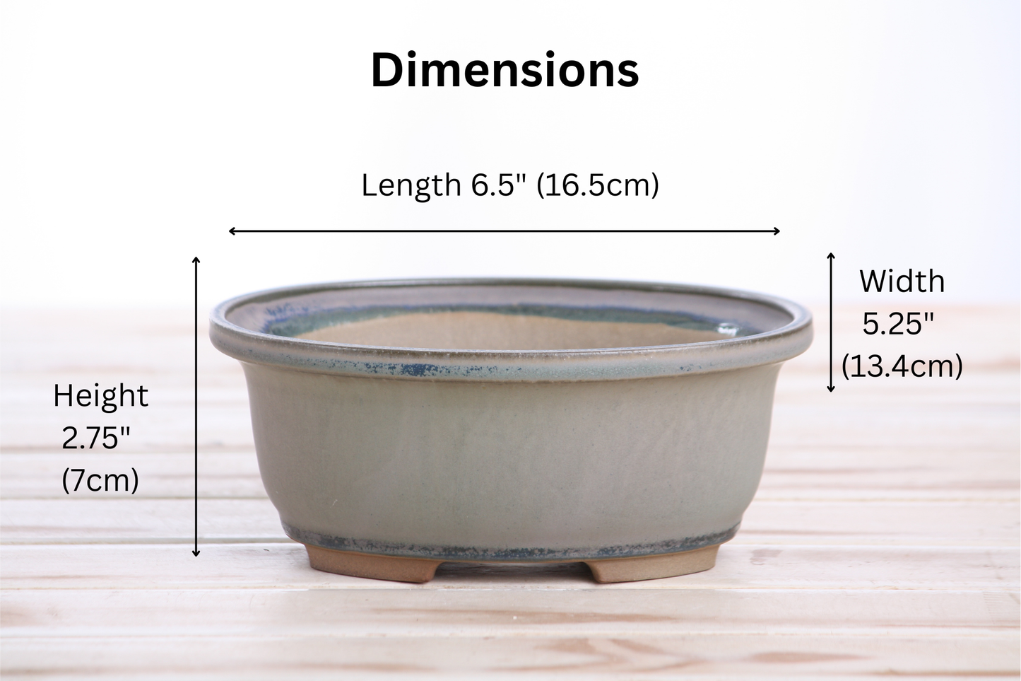 Willow Bonsai Ceramics Fat Bonsai Pot 6.5 Inch – Bold Oval Ceramic Bonsai & Succulent Planter with Accentuated Rim, High‑Fired Frost‑Proof Stoneware, Handmade in USA (Ocean)