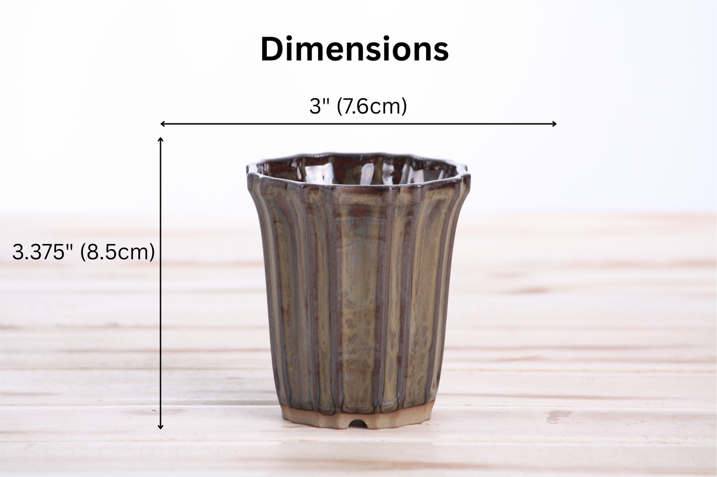 Willow Bonsai Ceramics Flower Design Cascade Bonsai Pot 3 Inch – Elegant Tall Ceramic Bonsai & Succulent Planter, High‑Fired Frost‑Proof Stoneware with Drainage & Wiring Holes, Handmade in USA (Dark Honey)