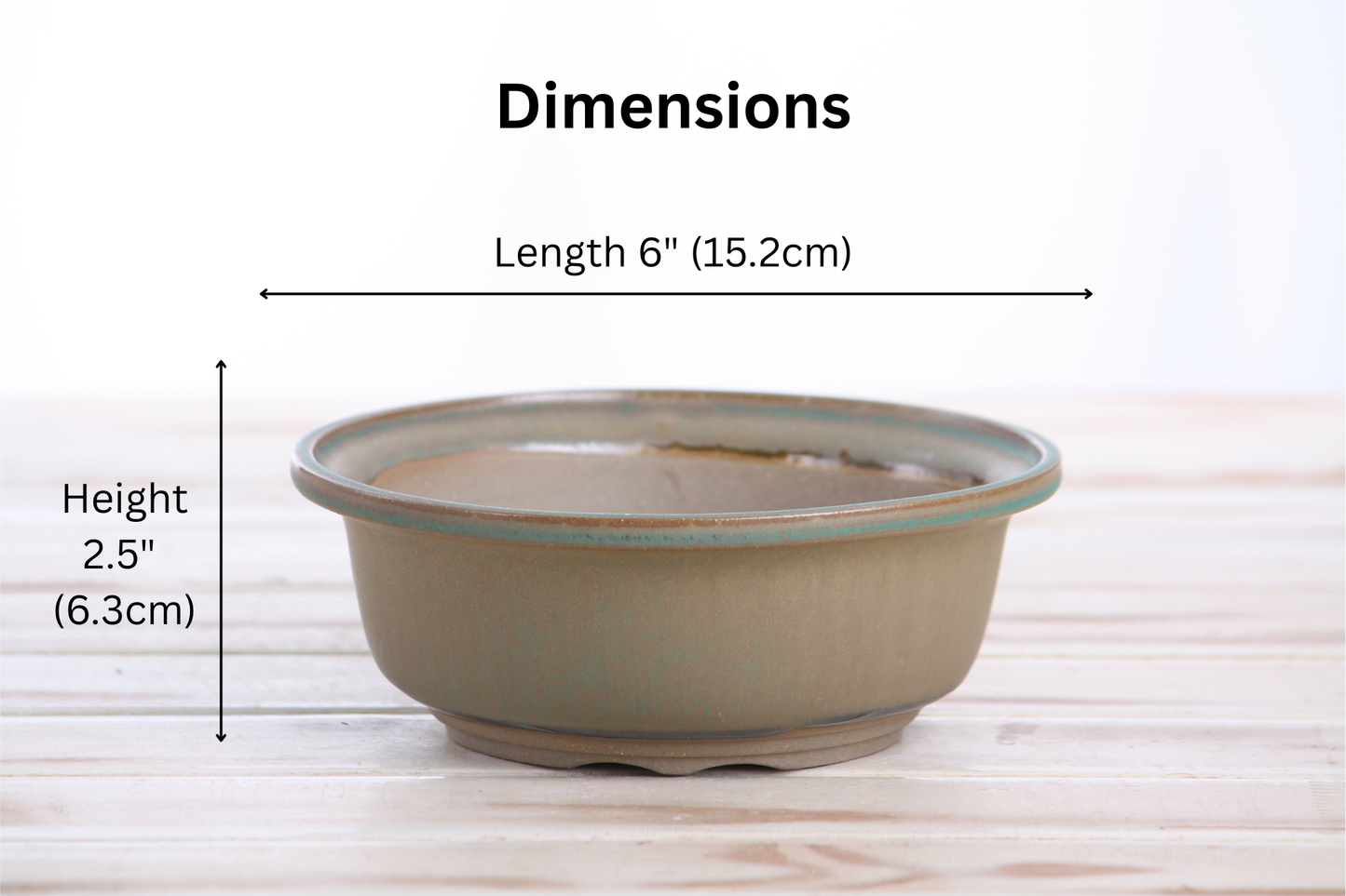 Willow Bonsai Ceramics Round Bonsai Pot 6 Inch – Round Ceramic Bonsai & Succulent Planter with Accentuated Rim and Sculpted Foot Ring, High‑Fired Frost‑Proof Stoneware, Handmade in USA (Speckled Moss)