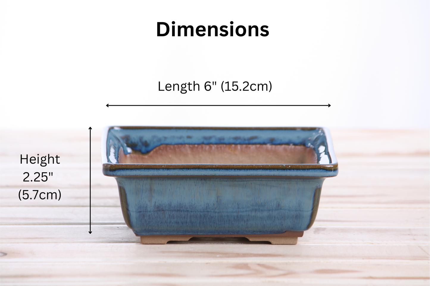 Willow Bonsai Ceramics Square Bonsai Pot 6 Inch – Low‑Profile Square Ceramic Bonsai & Succulent Planter with Accentuated Rim, High‑Fired Frost‑Proof Stoneware, Handmade in USA (Peacock 2025)