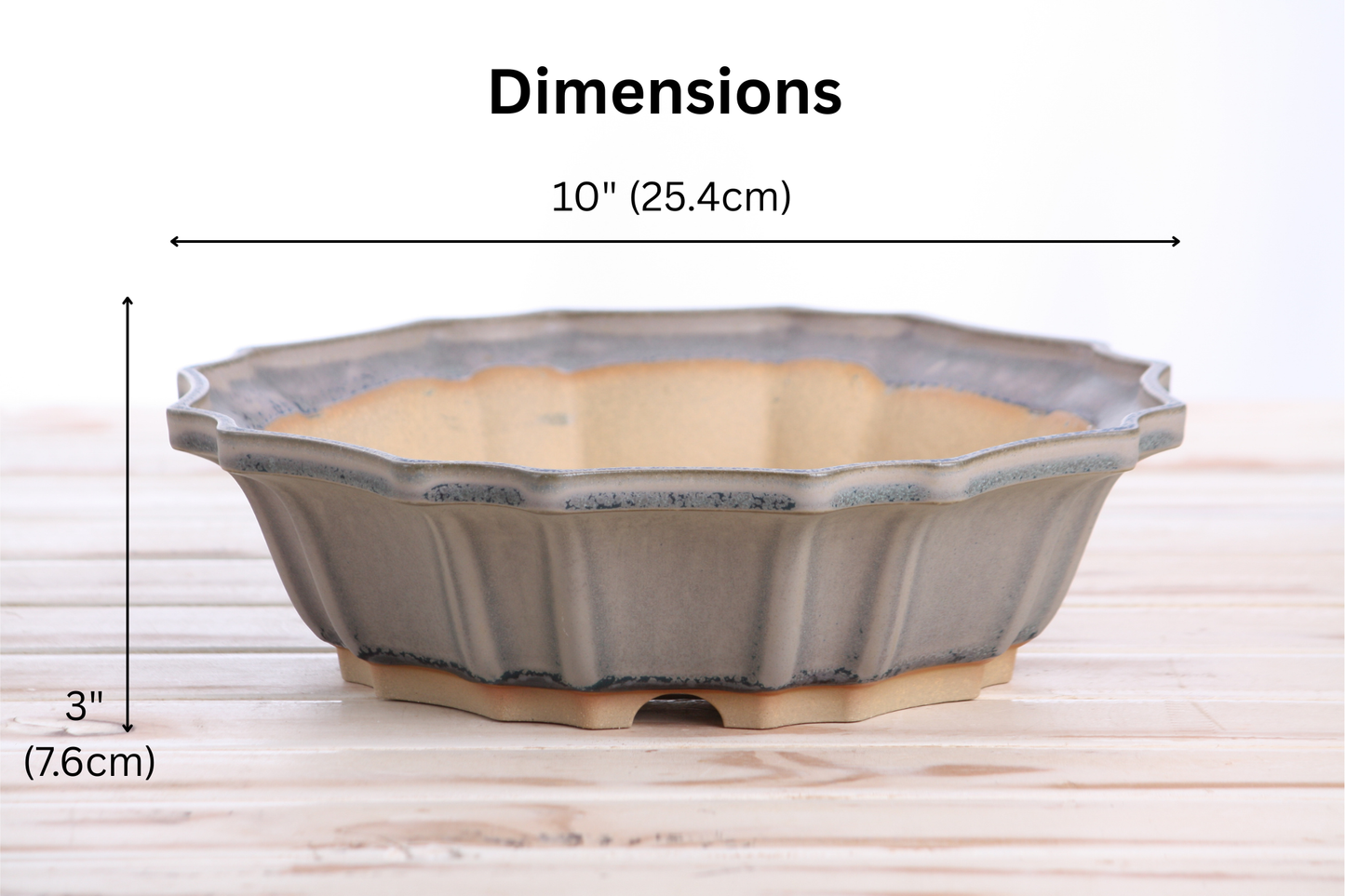 Willow Bonsai Ceramics Flower Design Bonsai Pot 10 Inch – Elegant Ceramic Bonsai & Succulent Planter, High‑Fired Frost‑Proof Stoneware with Drainage & Wiring Holes, Handmade in USA (Ocean)