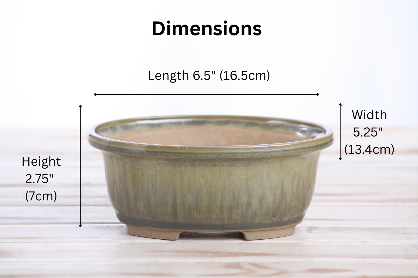 Willow Bonsai Ceramics Fat Bonsai Pot 6.5 Inch – Bold Oval Ceramic Bonsai & Succulent Planter with Accentuated Rim, High‑Fired Frost‑Proof Stoneware, Handmade in USA (Copenhagen)