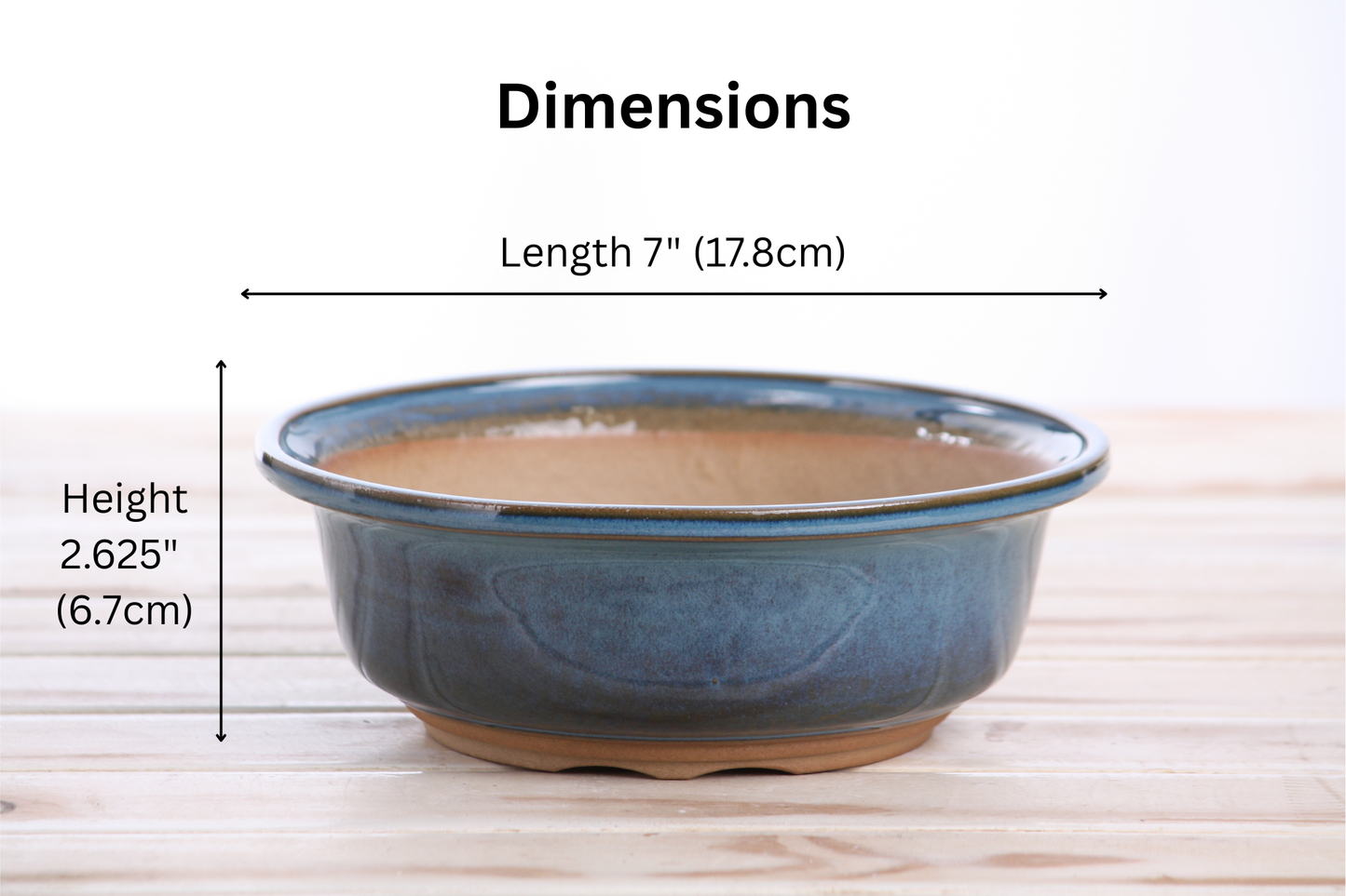 Willow Bonsai Ceramics Round Bonsai Pot 7 Inch – Round Ceramic Bonsai & Succulent Planter with Accentuated Rim and Sculpted Foot Ring, High‑Fired Frost‑Proof Stoneware, Handmade in USA (Peacock)