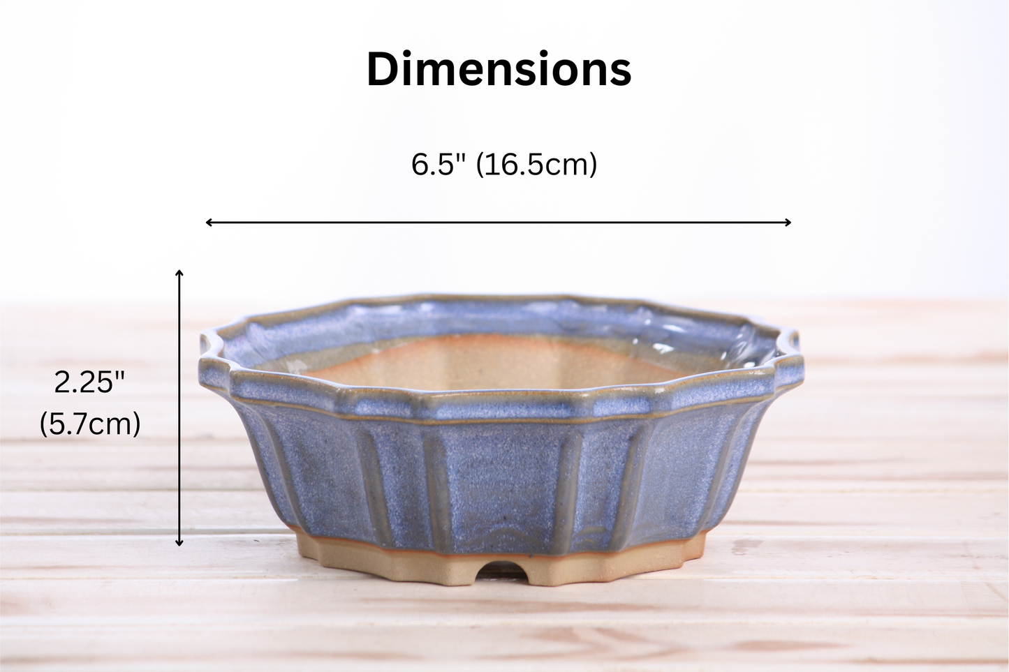 Willow Bonsai Ceramics Flower Design Bonsai Pot 6.5 Inch – Elegant Ceramic Bonsai & Succulent Planter, High‑Fired Frost‑Proof Stoneware with Drainage & Wiring Holes, Handmade in USA (Denim)