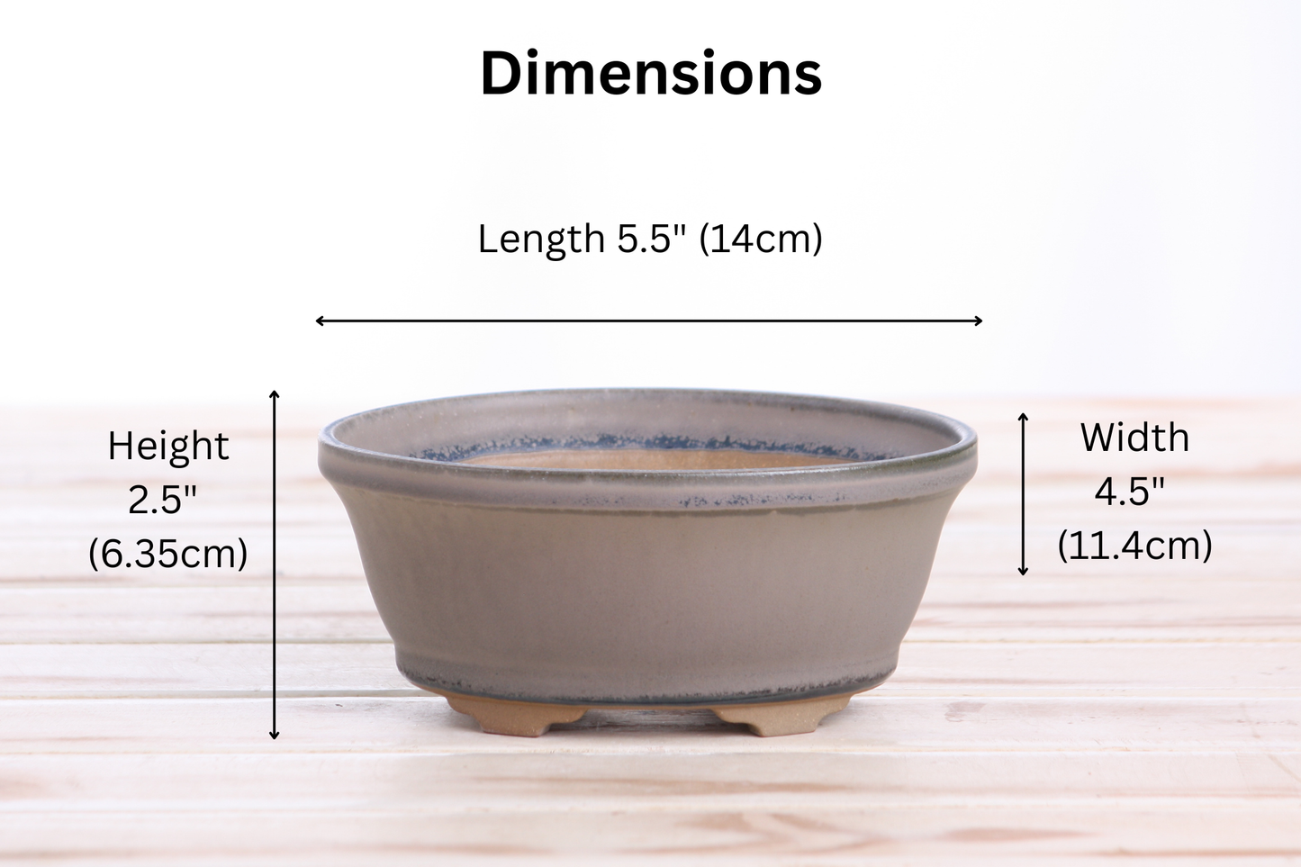 Willow Bonsai Ceramics Oval B Bonsai Pot 5.5 Inch – Tapered Oval Ceramic Bonsai & Succulent Planter with Accentuated Rim, High‑Fired Frost‑Proof Stoneware, Handmade in USA (Ocean)