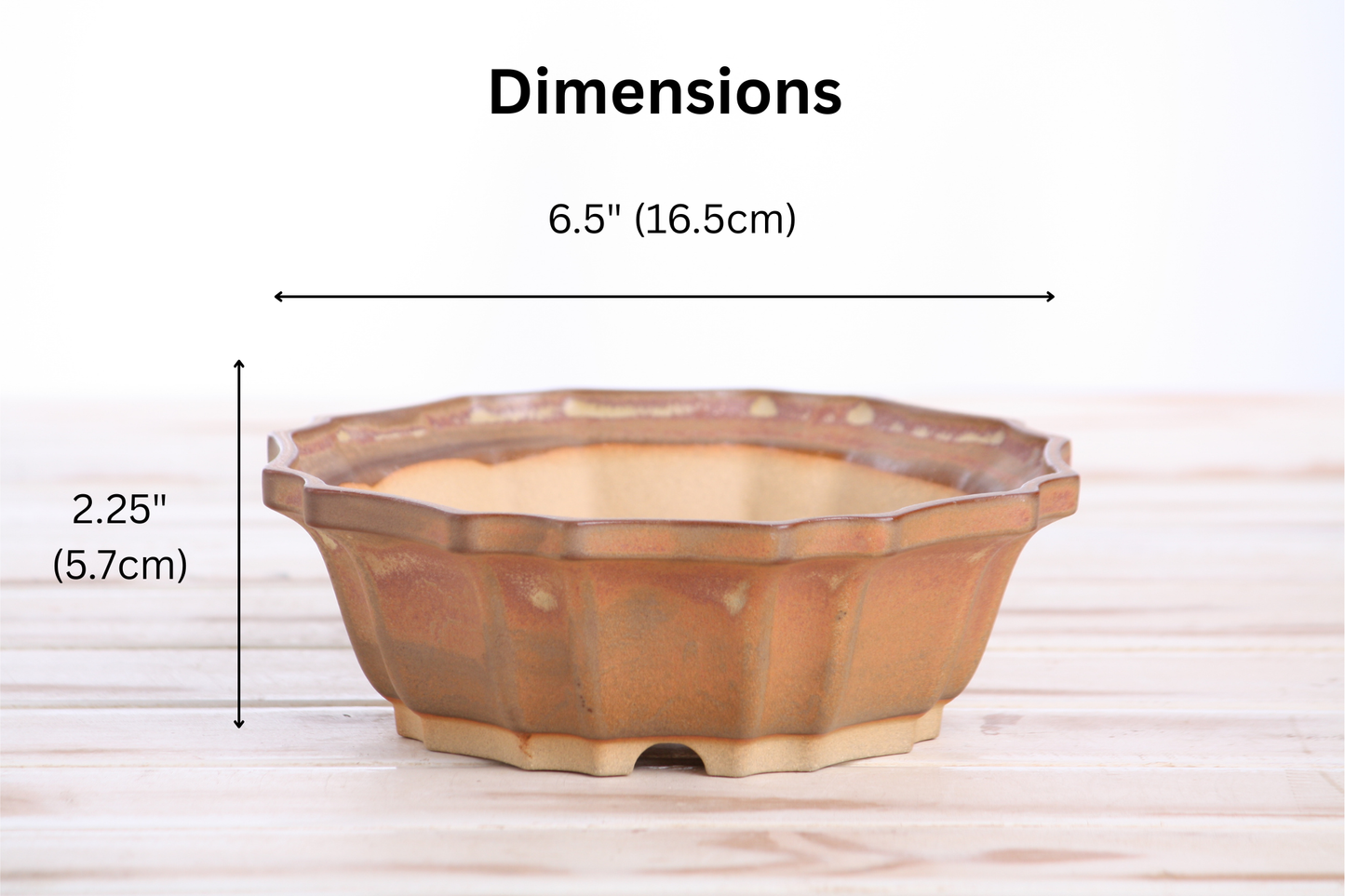 Willow Bonsai Ceramics Flower Design Bonsai Pot 6.5 Inch – Elegant Ceramic Bonsai & Succulent Planter, High‑Fired Frost‑Proof Stoneware with Drainage & Wiring Holes, Handmade in USA (Deep Stone)
