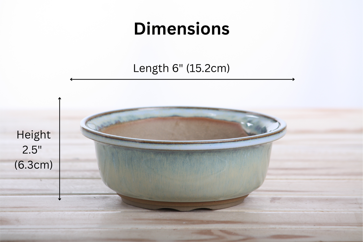 Willow Bonsai Ceramics Round Bonsai Pot 6 Inch – Round Ceramic Bonsai & Succulent Planter with Accentuated Rim and Sculpted Foot Ring, High‑Fired Frost‑Proof Stoneware, Handmade in USA (Glacier)