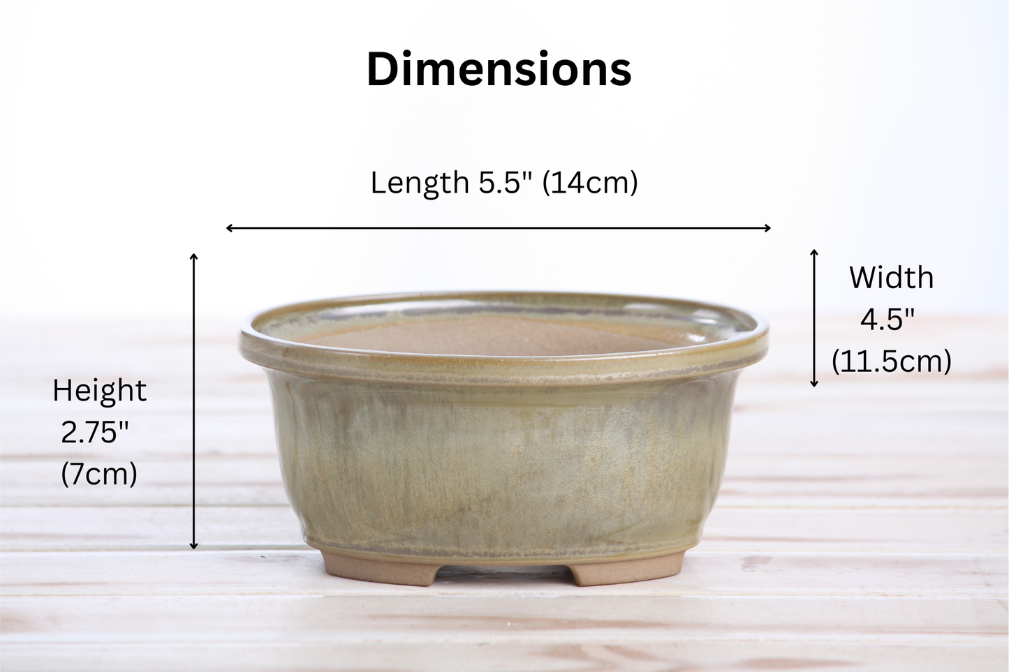Willow Bonsai Ceramics Fat Bonsai Pot 5.5 Inch – Bold Oval Ceramic Bonsai & Succulent Planter with Accentuated Rim, High‑Fired Frost‑Proof Stoneware, Handmade in USA (Copenhagen)