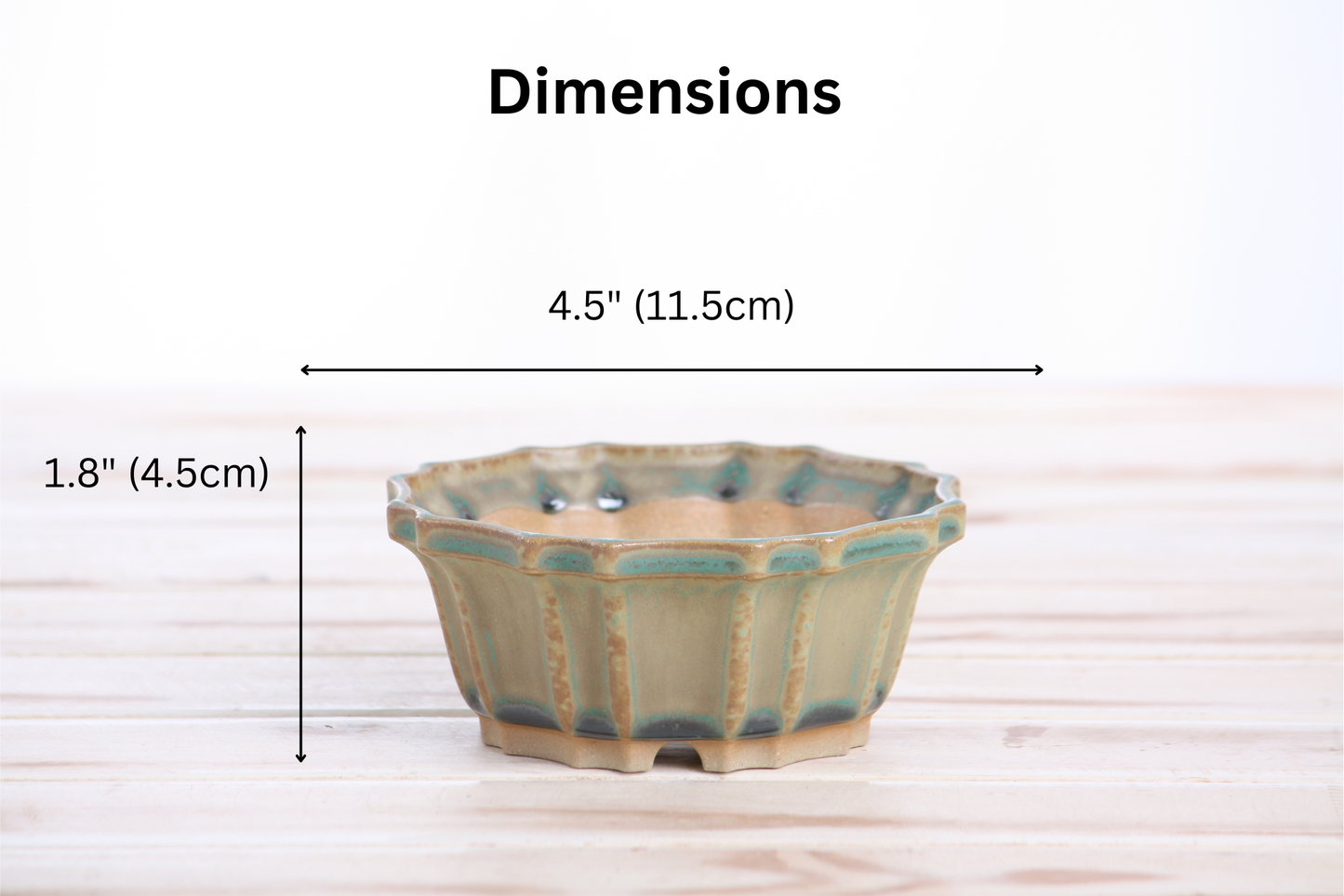 Willow Bonsai Ceramics Flower Design Bonsai Pot 4.5 Inch – Elegant Ceramic Bonsai & Succulent Planter, High‑Fired Frost‑Proof Stoneware with Drainage & Wiring Holes, Handmade in USA (Speckled Moss)