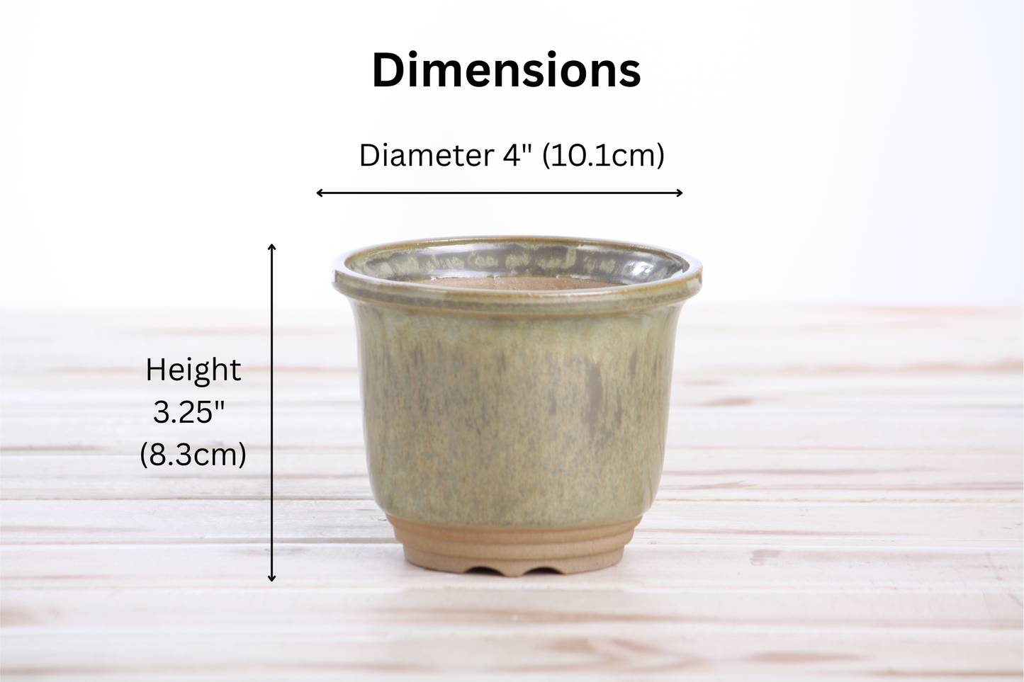 Willow Bonsai Ceramics Flute Bonsai Pot 4 Inch – Round Semi‑Cascade Ceramic Bonsai & Succulent Planter with Fluted Profile and Banded Base, High‑Fired Frost‑Proof Stoneware, Handmade in USA (Copenhagen)