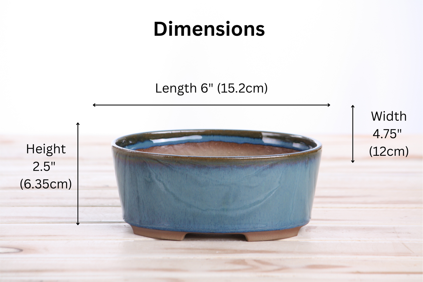 Willow Bonsai Ceramics Oval A Bonsai Pot 6 Inch – Straight‑Sided Oval Ceramic Bonsai & Succulent Planter, High‑Fired Frost‑Proof Stoneware with Drainage & Wiring Holes, Handmade in USA (Peacock 2025)