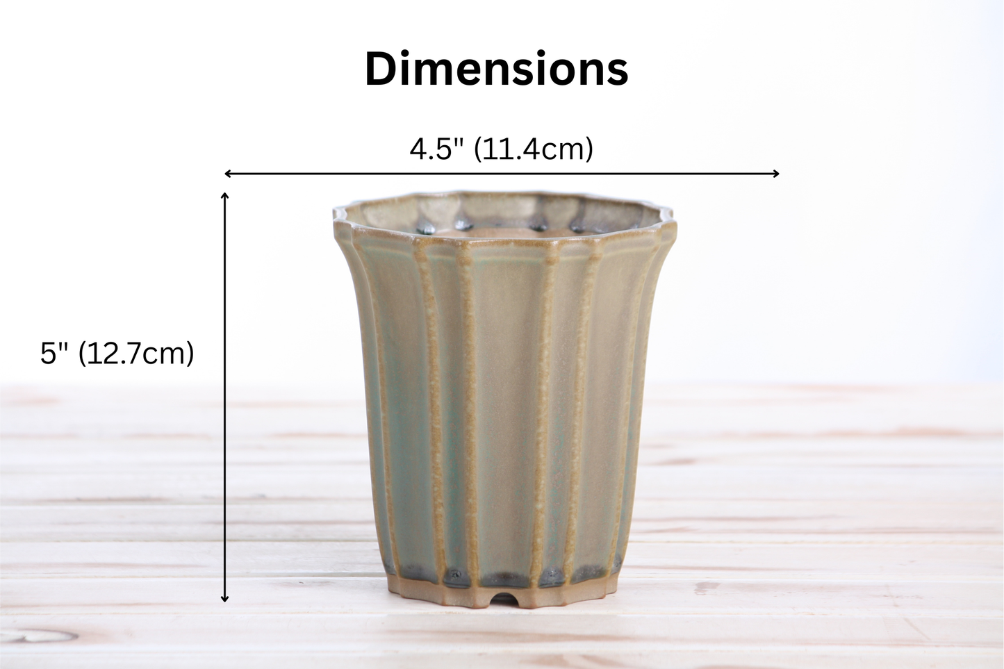 Willow Bonsai Ceramics Flower Design Cascade Bonsai Pot 4.5 Inch – Elegant Tall Ceramic Bonsai & Succulent Planter, High‑Fired Frost‑Proof Stoneware with Drainage & Wiring Holes, Handmade in USA (Speckled Moss)