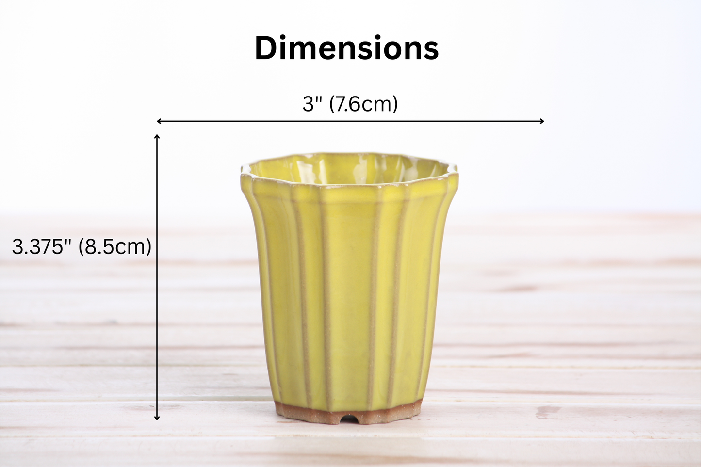 Willow Bonsai Ceramics Flower Design Cascade Bonsai Pot 3 Inch – Elegant Tall Ceramic Bonsai & Succulent Planter, High‑Fired Frost‑Proof Stoneware with Drainage & Wiring Holes, Handmade in USA (Yellow)