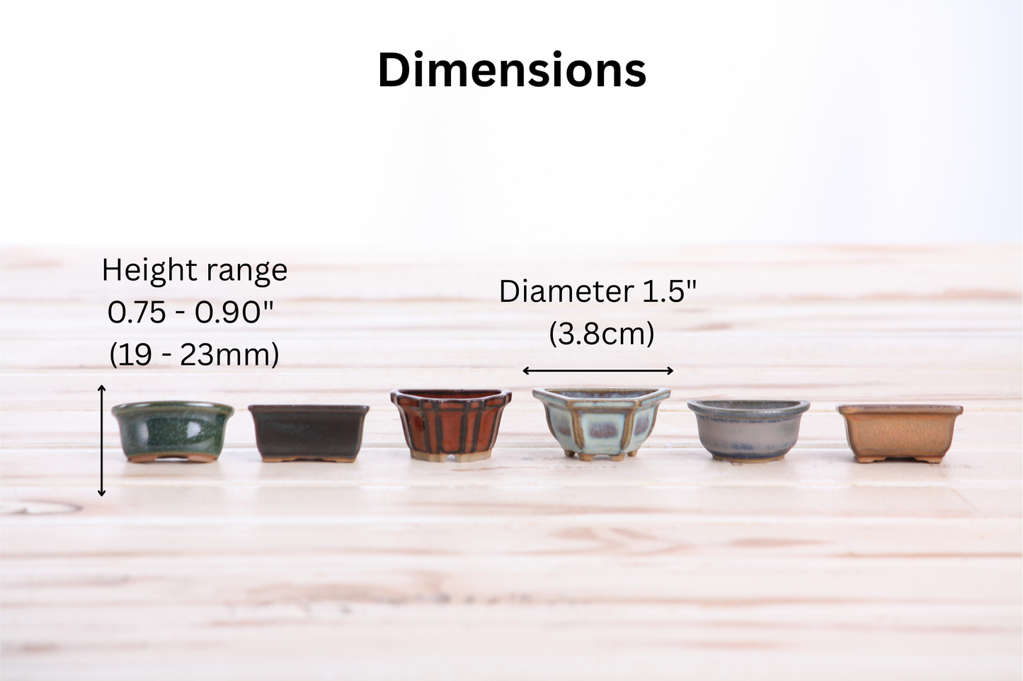 Willow Bonsai Ceramics 1.5 Inch Shito Magnet Set of 6 – Mini Handmade Ceramic Bonsai Pot Magnets, Reactive Glaze Finish, Unique Decorative Pots, Made in USA