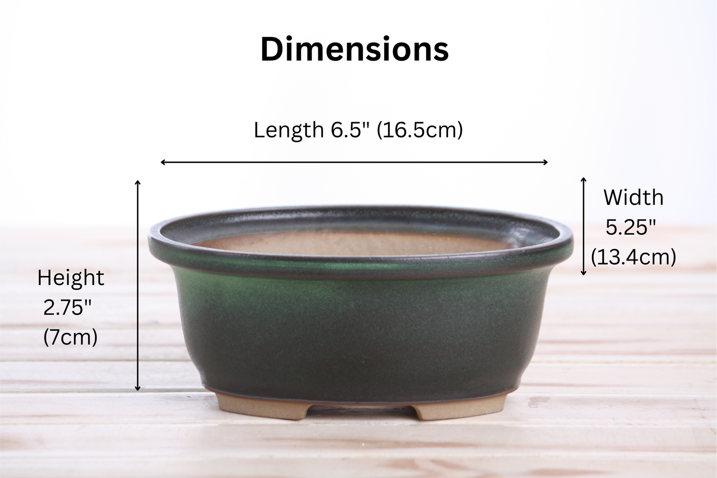 Willow Bonsai Ceramics Fat Bonsai Pot 6.5 Inch – Bold Oval Ceramic Bonsai & Succulent Planter with Accentuated Rim, High‑Fired Frost‑Proof Stoneware, Handmade in USA (Avocado)