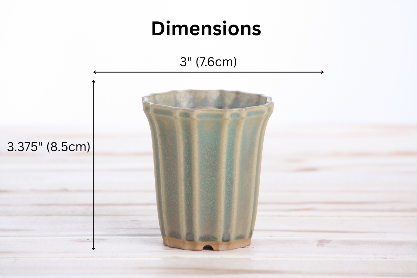 Willow Bonsai Ceramics Flower Design Cascade Bonsai Pot 3 Inch – Elegant Tall Ceramic Bonsai & Succulent Planter, High‑Fired Frost‑Proof Stoneware with Drainage & Wiring Holes, Handmade in USA (Speckled Moss)