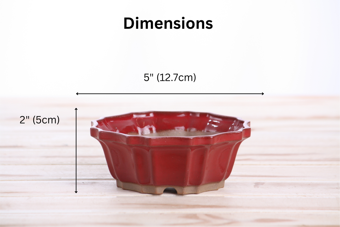 Willow Bonsai Ceramics Flower Design Bonsai Pot 5 Inch – Elegant Ceramic Bonsai & Succulent Planter, High‑Fired Frost‑Proof Stoneware with Drainage & Wiring Holes, Handmade in USA (Red)