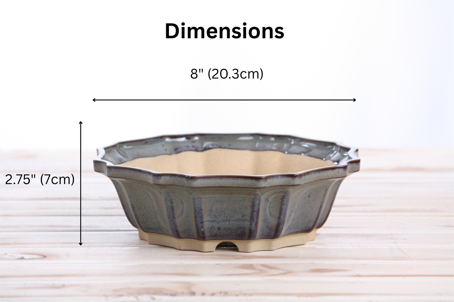 Willow Bonsai Ceramics Flower Design Bonsai Pot 8 Inch – Elegant Ceramic Bonsai & Succulent Planter, High‑Fired Frost‑Proof Stoneware with Drainage & Wiring Holes, Handmade in USA (Starry Night)