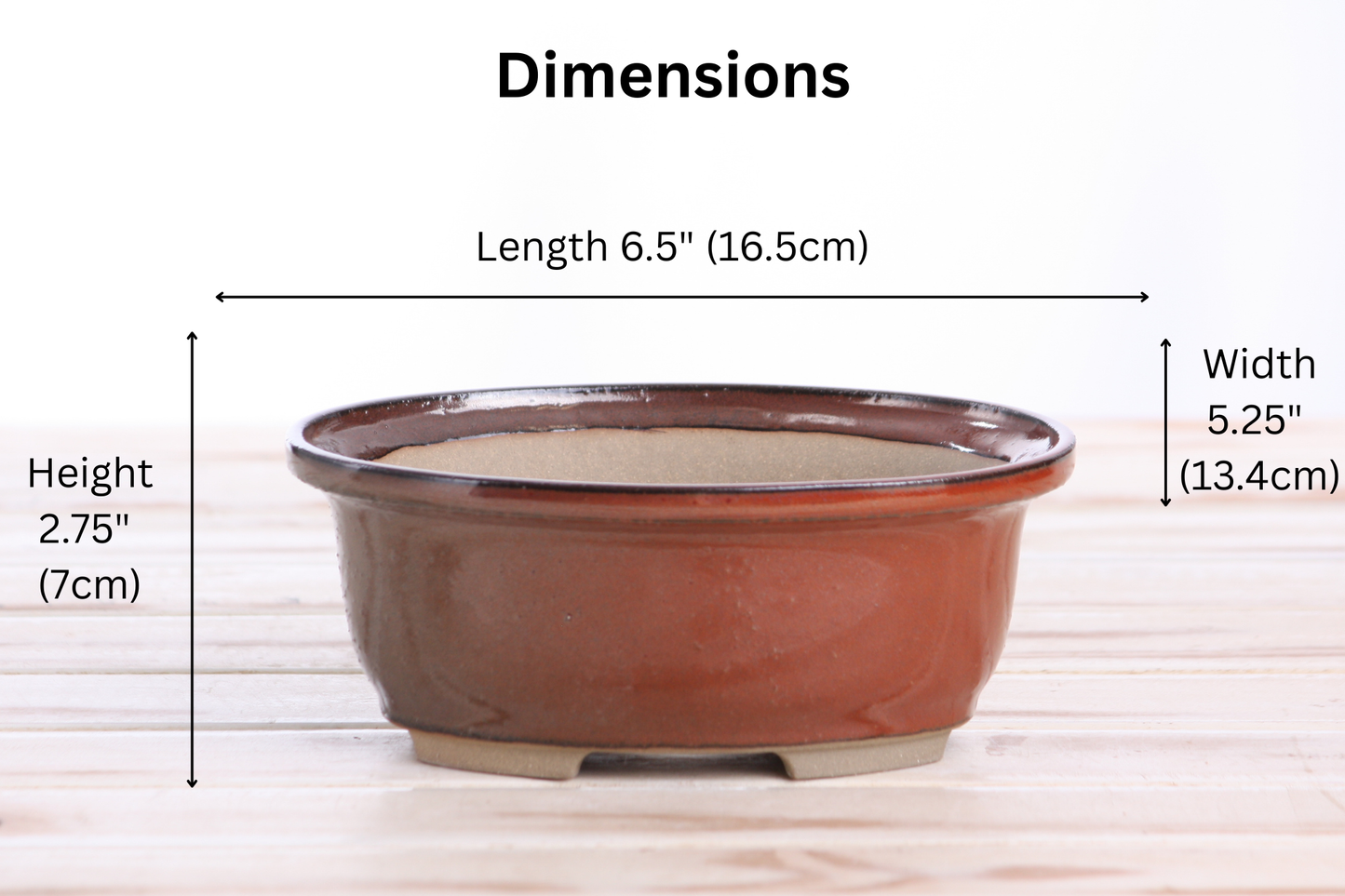 Willow Bonsai Ceramics Fat Bonsai Pot 6.5 Inch – Bold Oval Ceramic Bonsai & Succulent Planter with Accentuated Rim, High‑Fired Frost‑Proof Stoneware, Handmade in USA (Sunset)