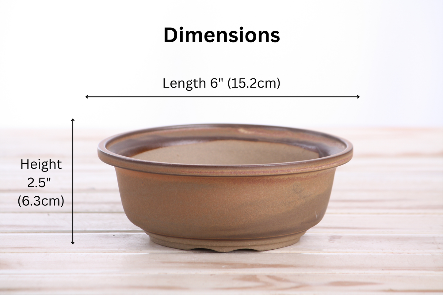 Willow Bonsai Ceramics Round Bonsai Pot 6 Inch – Round Ceramic Bonsai & Succulent Planter with Accentuated Rim and Sculpted Foot Ring, High‑Fired Frost‑Proof Stoneware, Handmade in USA (Deep Stone)