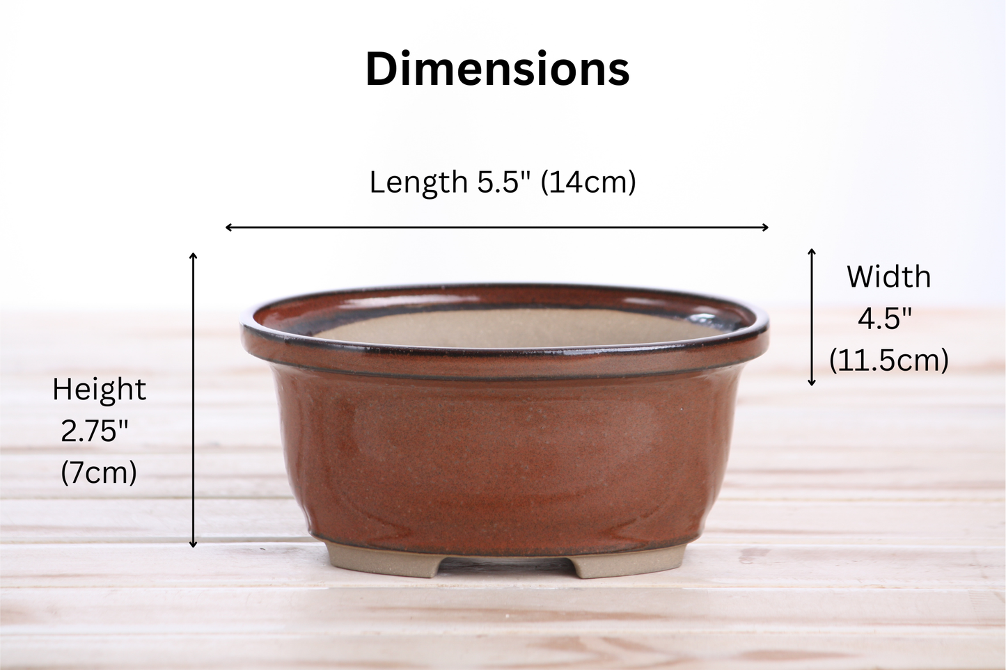 Willow Bonsai Ceramics Fat Bonsai Pot 5.5 Inch – Bold Oval Ceramic Bonsai & Succulent Planter with Accentuated Rim, High‑Fired Frost‑Proof Stoneware, Handmade in USA (Sunset)