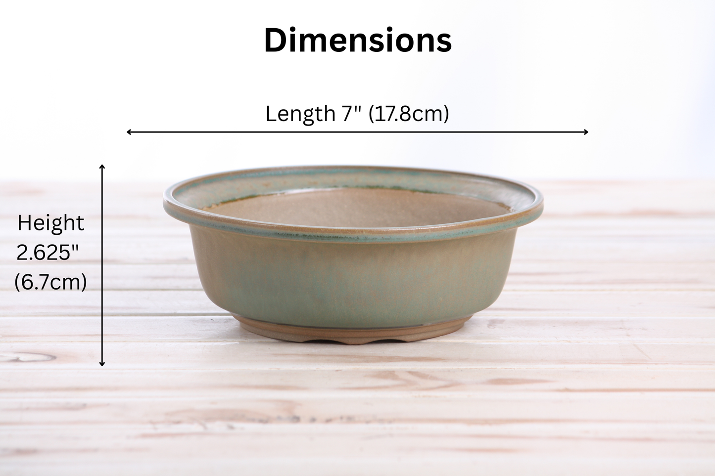 Willow Bonsai Ceramics Round Bonsai Pot 7 Inch – Round Ceramic Bonsai & Succulent Planter with Accentuated Rim and Sculpted Foot Ring, High‑Fired Frost‑Proof Stoneware, Handmade in USA (Speckled Moss)