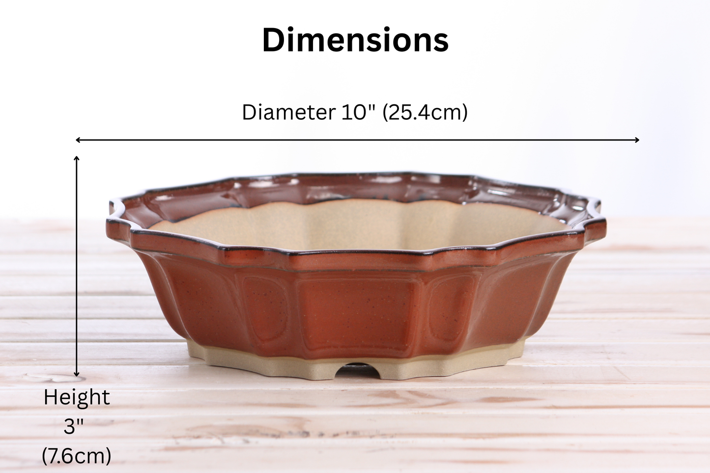 Willow Bonsai Ceramics Flower Design Bonsai Pot 10 Inch – Elegant Ceramic Bonsai & Succulent Planter, High‑Fired Frost‑Proof Stoneware with Drainage & Wiring Holes, Handmade in USA (Sunset)