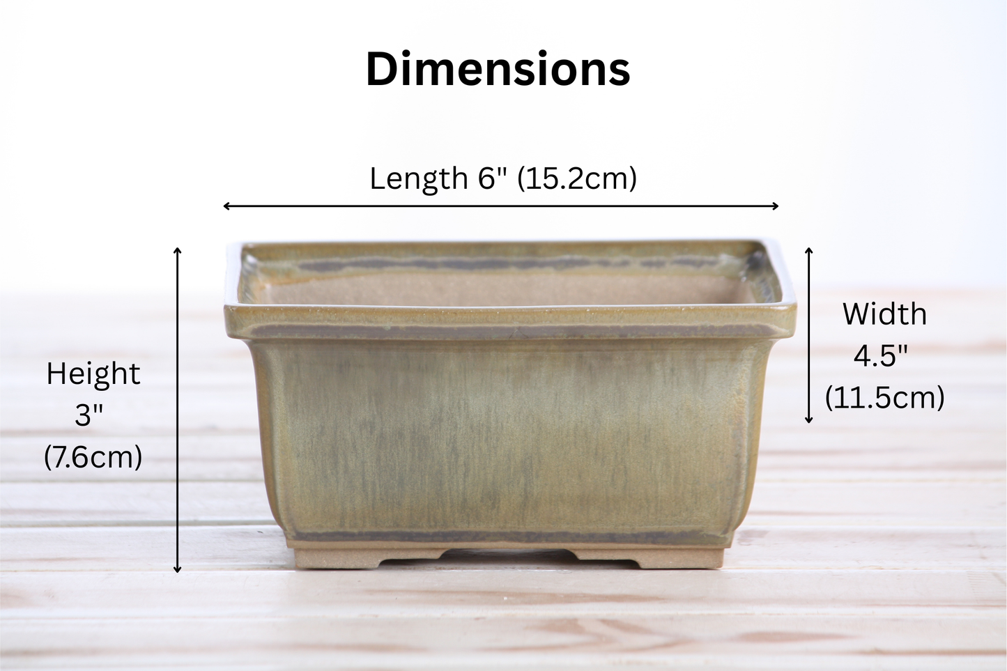 Willow Bonsai Ceramics Rectangle Deep Bonsai Pot 6 Inch – Higher‑Profile Rectangular Ceramic Bonsai & Succulent Planter with Accentuated Rim, High‑Fired Frost‑Proof Stoneware, Handmade in USA (Copenhagen)