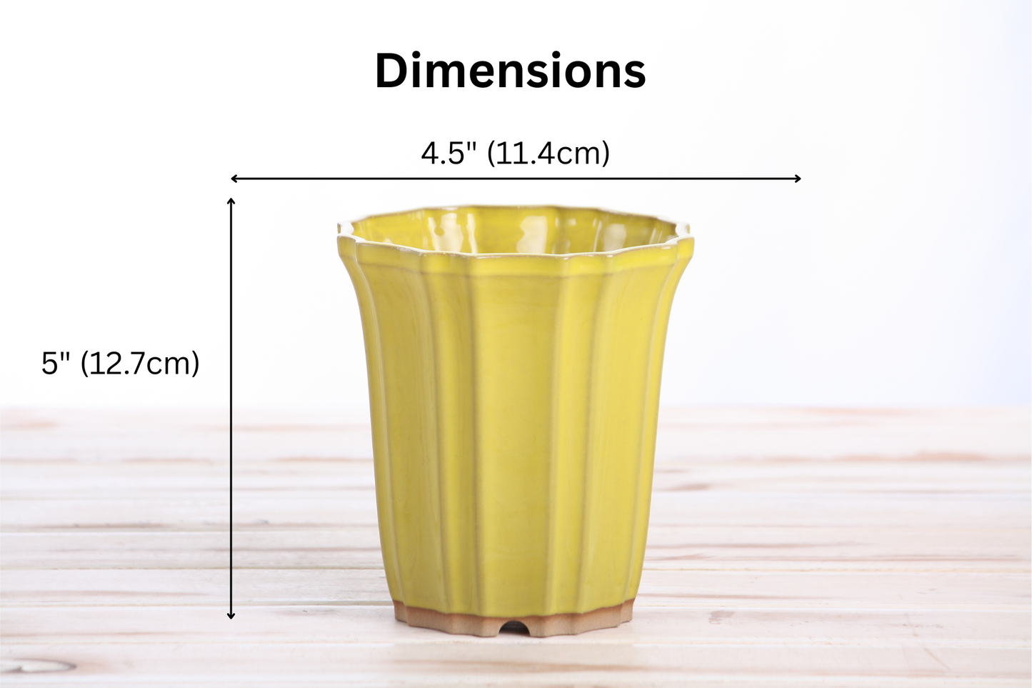 Willow Bonsai Ceramics Flower Design Cascade Bonsai Pot 4.5 Inch – Elegant Tall Ceramic Bonsai & Succulent Planter, High‑Fired Frost‑Proof Stoneware with Drainage & Wiring Holes, Handmade in USA (Yellow)