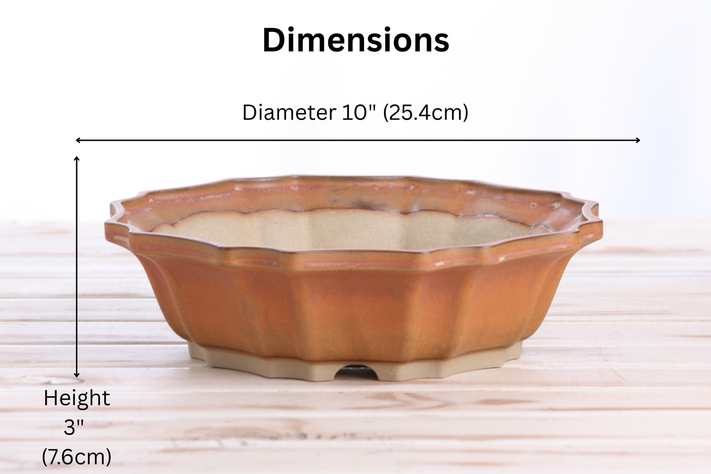 Willow Bonsai Ceramics Flower Design Bonsai Pot 10 Inch – Elegant Ceramic Bonsai & Succulent Planter, High‑Fired Frost‑Proof Stoneware with Drainage & Wiring Holes, Handmade in USA (Deep Stone)