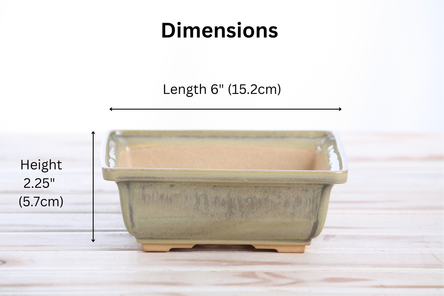 Willow Bonsai Ceramics Square Bonsai Pot 6 Inch – Low‑Profile Square Ceramic Bonsai & Succulent Planter with Accentuated Rim, High‑Fired Frost‑Proof Stoneware, Handmade in USA (Copenhagen)
