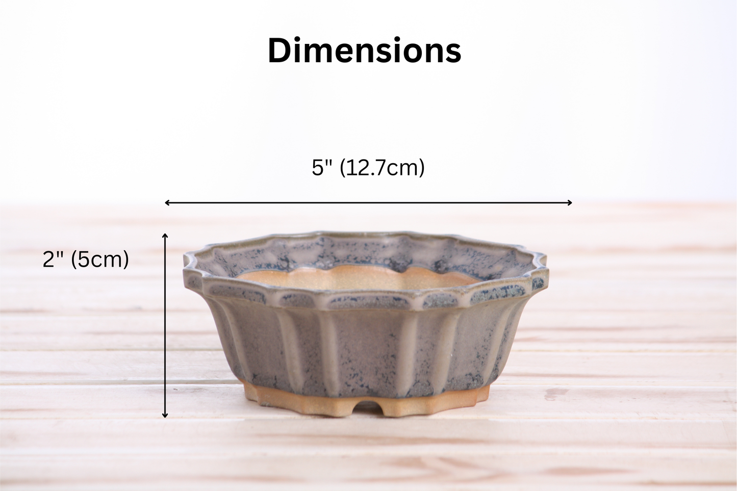 Willow Bonsai Ceramics Flower Design Bonsai Pot 5 Inch – Elegant Ceramic Bonsai & Succulent Planter, High‑Fired Frost‑Proof Stoneware with Drainage & Wiring Holes, Handmade in USA (Ocean)