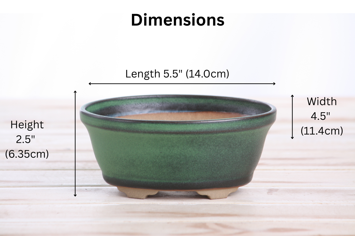 Willow Bonsai Ceramics Oval B Bonsai Pot 5.5 Inch – Tapered Oval Ceramic Bonsai & Succulent Planter with Accentuated Rim, High‑Fired Frost‑Proof Stoneware, Handmade in USA (Avocado)