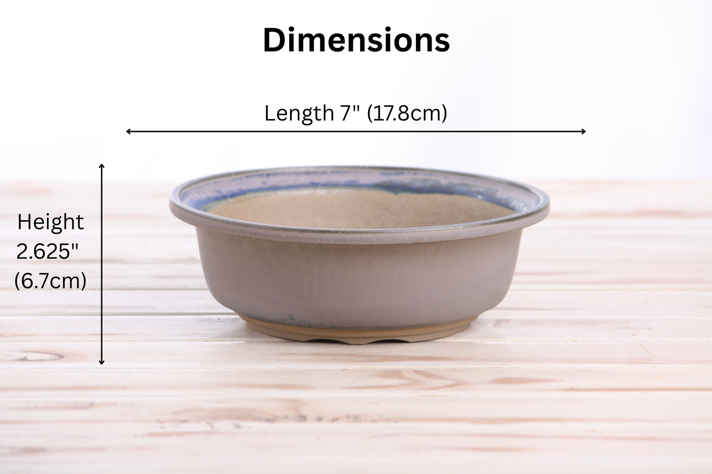 Willow Bonsai Ceramics Round Bonsai Pot 7 Inch – Round Ceramic Bonsai & Succulent Planter with Accentuated Rim and Sculpted Foot Ring, High‑Fired Frost‑Proof Stoneware, Handmade in USA (Ocean)