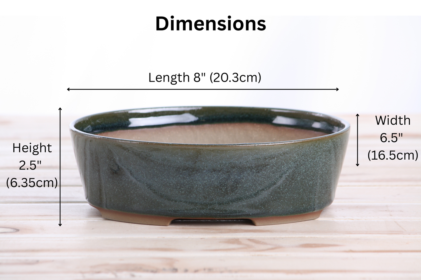 Willow Bonsai Ceramics Oval A Bonsai Pot 8 Inch – Straight‑Sided Oval Ceramic Bonsai & Succulent Planter, High‑Fired Frost‑Proof Stoneware with Drainage & Wiring Holes, Handmade in USA (Seaweed 2025)