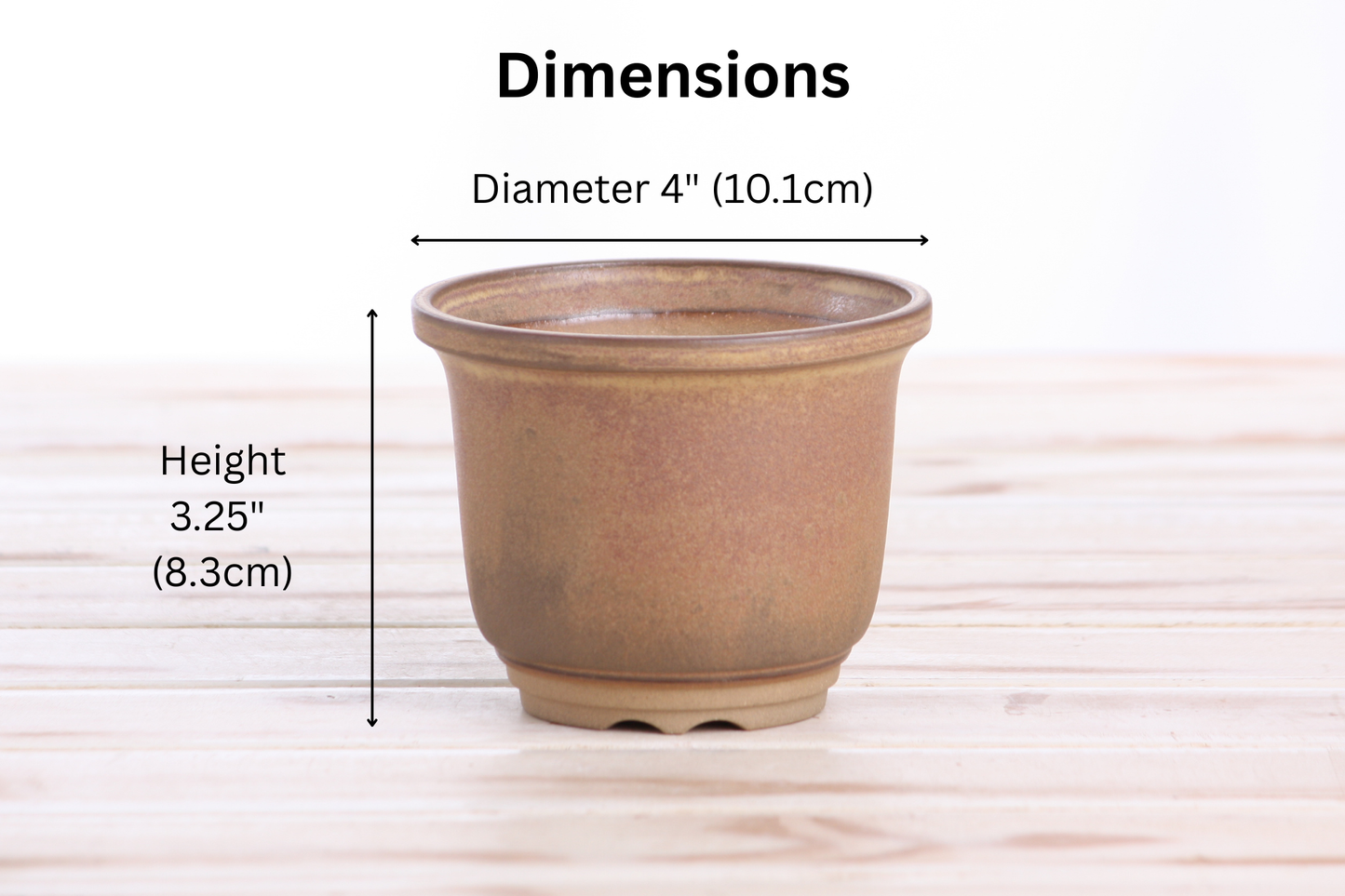 Willow Bonsai Ceramics Flute Bonsai Pot 4 Inch – Round Semi‑Cascade Ceramic Bonsai & Succulent Planter with Fluted Profile and Banded Base, High‑Fired Frost‑Proof Stoneware, Handmade in USA (Deep Stone)
