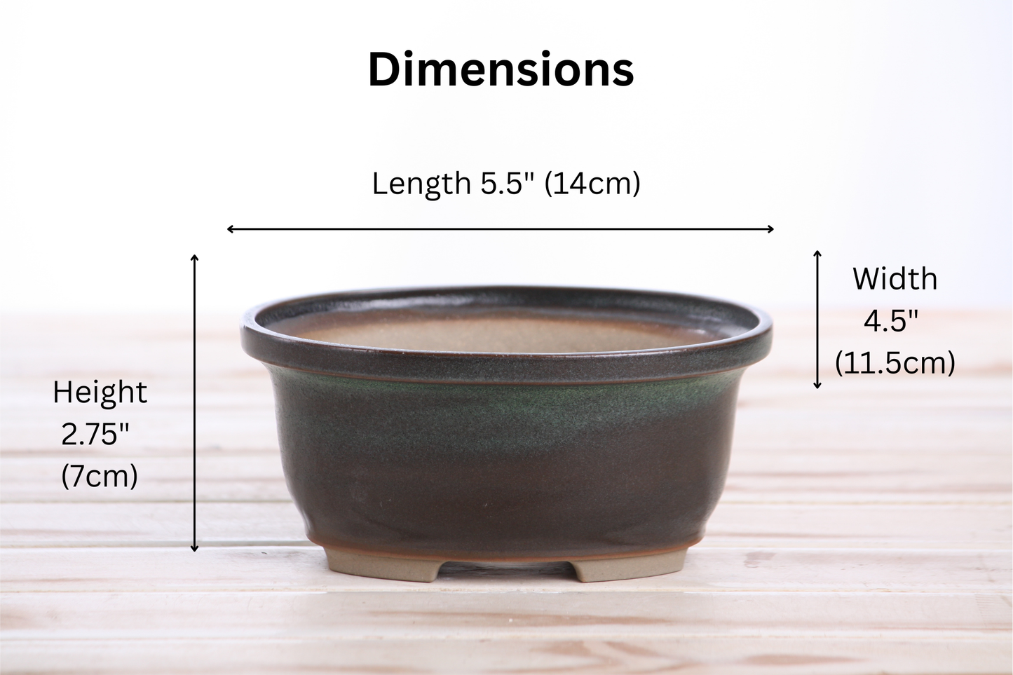 Willow Bonsai Ceramics Fat Bonsai Pot 5.5 Inch – Bold Oval Ceramic Bonsai & Succulent Planter with Accentuated Rim, High‑Fired Frost‑Proof Stoneware, Handmade in USA (Avocado)