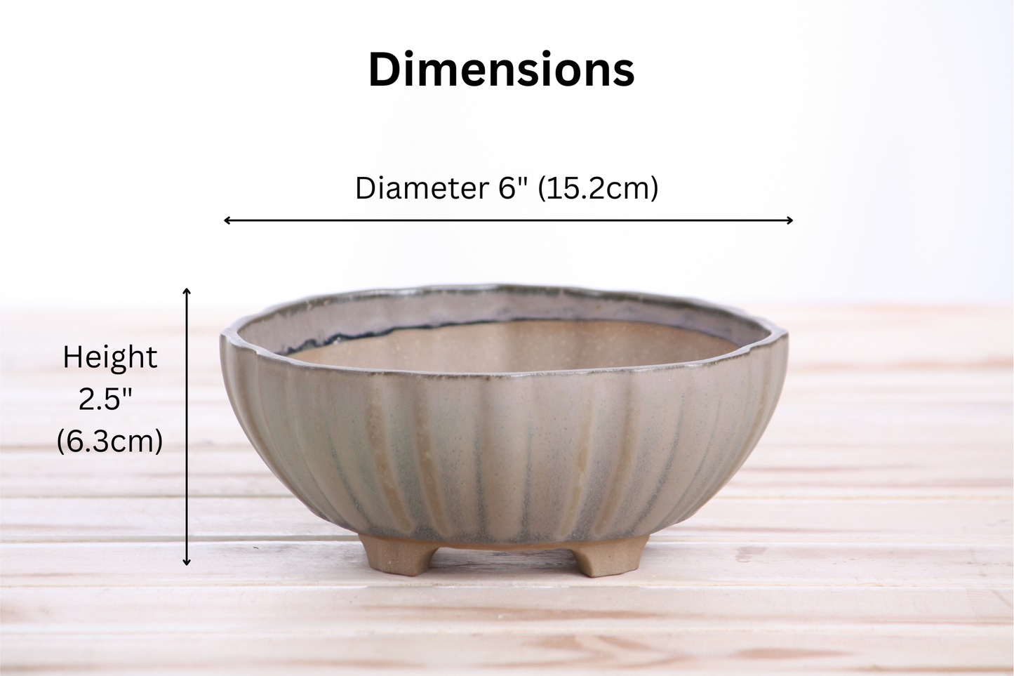 Willow Bonsai Ceramics Lily Bonsai Pot 6 Inch – Sculpted Rounded Ceramic Bonsai & Succulent Planter with Wavy Profile, High‑Fired Frost‑Proof Stoneware, Handmade in USA (Ocean)