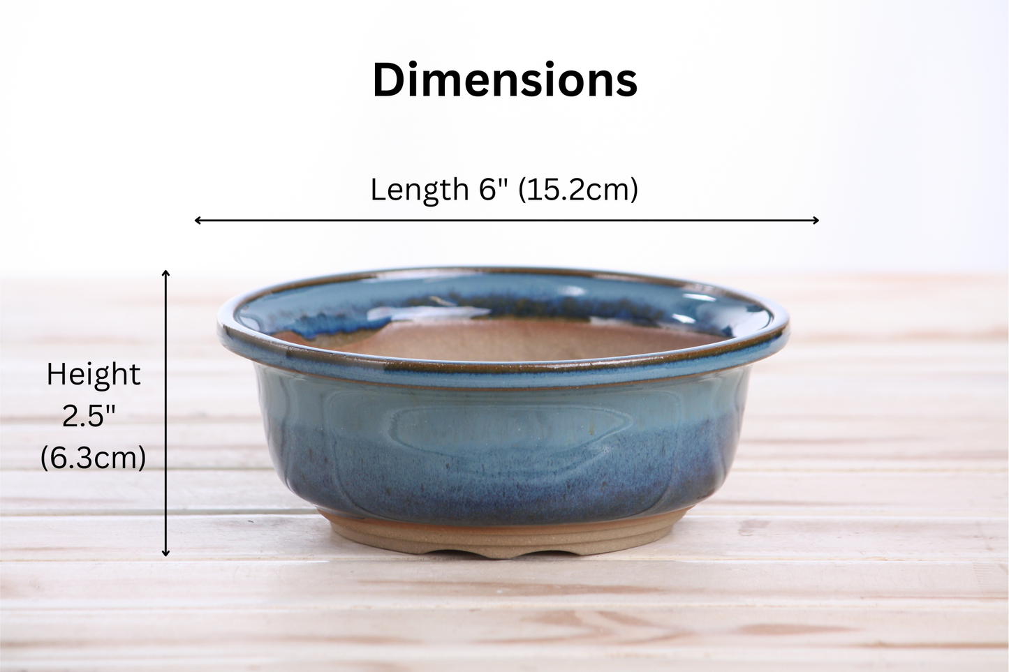 Willow Bonsai Ceramics Round Bonsai Pot 6 Inch – Round Ceramic Bonsai & Succulent Planter with Accentuated Rim and Sculpted Foot Ring, High‑Fired Frost‑Proof Stoneware, Handmade in USA (Peacock)