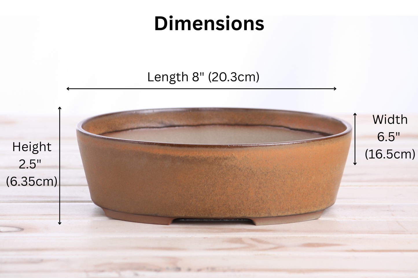 Willow Bonsai Ceramics Oval A Bonsai Pot 8 Inch – Straight‑Sided Oval Ceramic Bonsai & Succulent Planter, High‑Fired Frost‑Proof Stoneware with Drainage & Wiring Holes, Handmade in USA (Deep Stone)